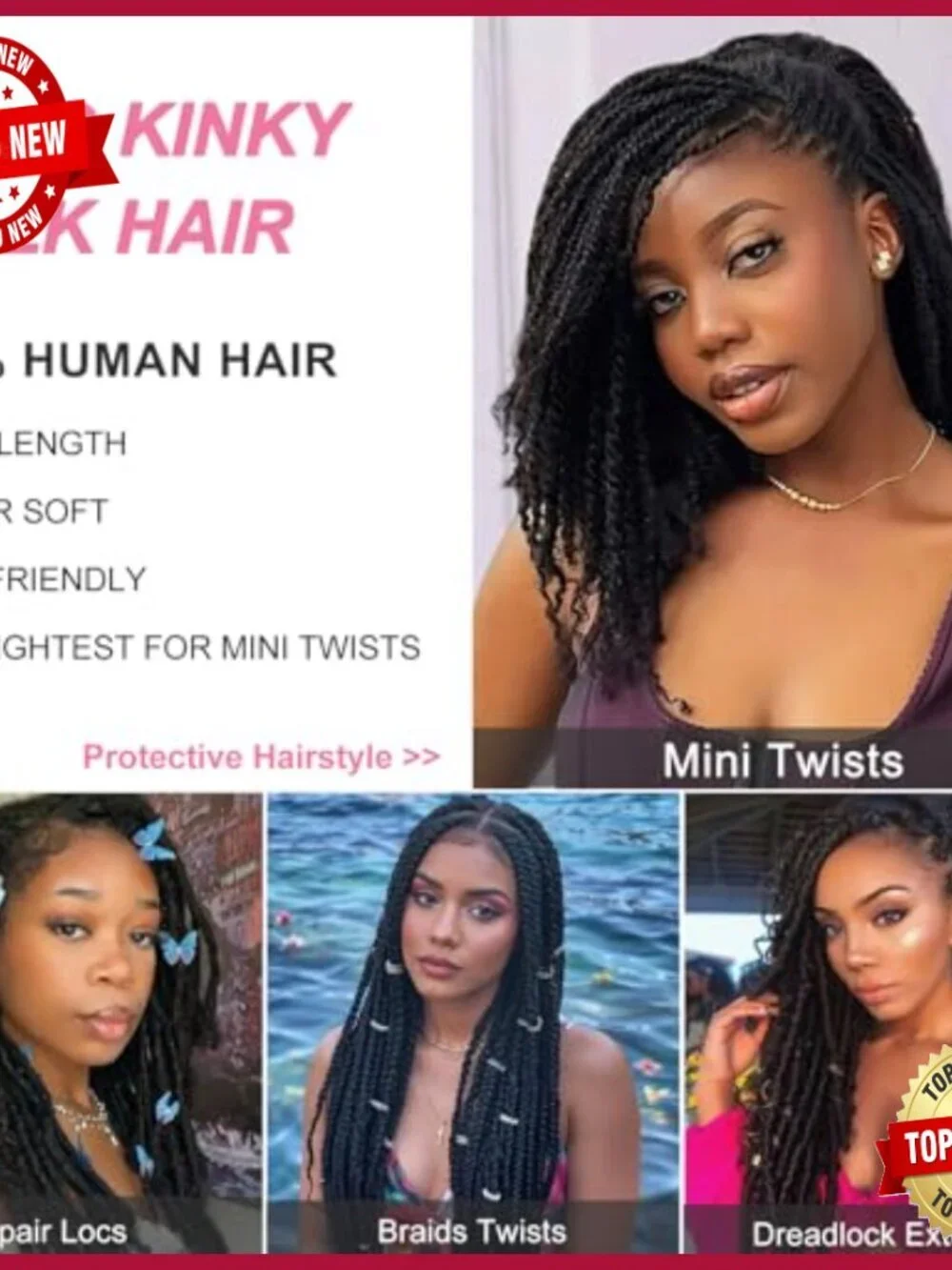 Afro Kinky Human Hair Extensions 24 Inch 100g for Dreadlocks Braiding